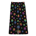 Rainbow Stars Pattern Print Cotton Front Slit Maxi Skirt