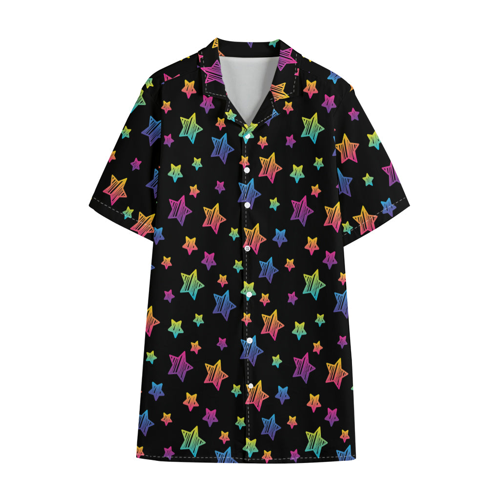 Rainbow Stars Pattern Print Cotton Hawaiian Shirt