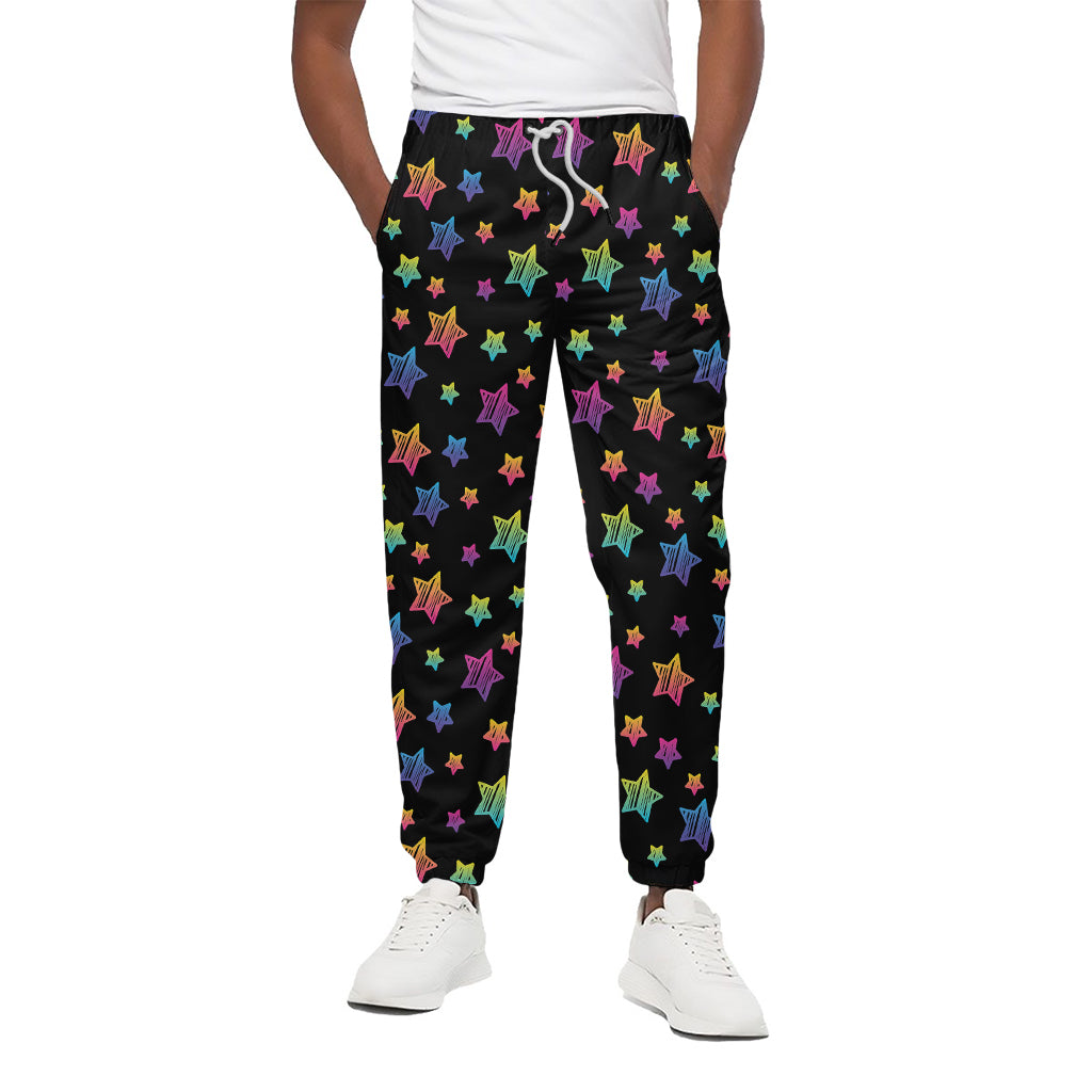 Rainbow Stars Pattern Print Cotton Pants