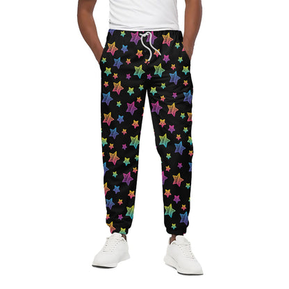 Rainbow Stars Pattern Print Cotton Pants