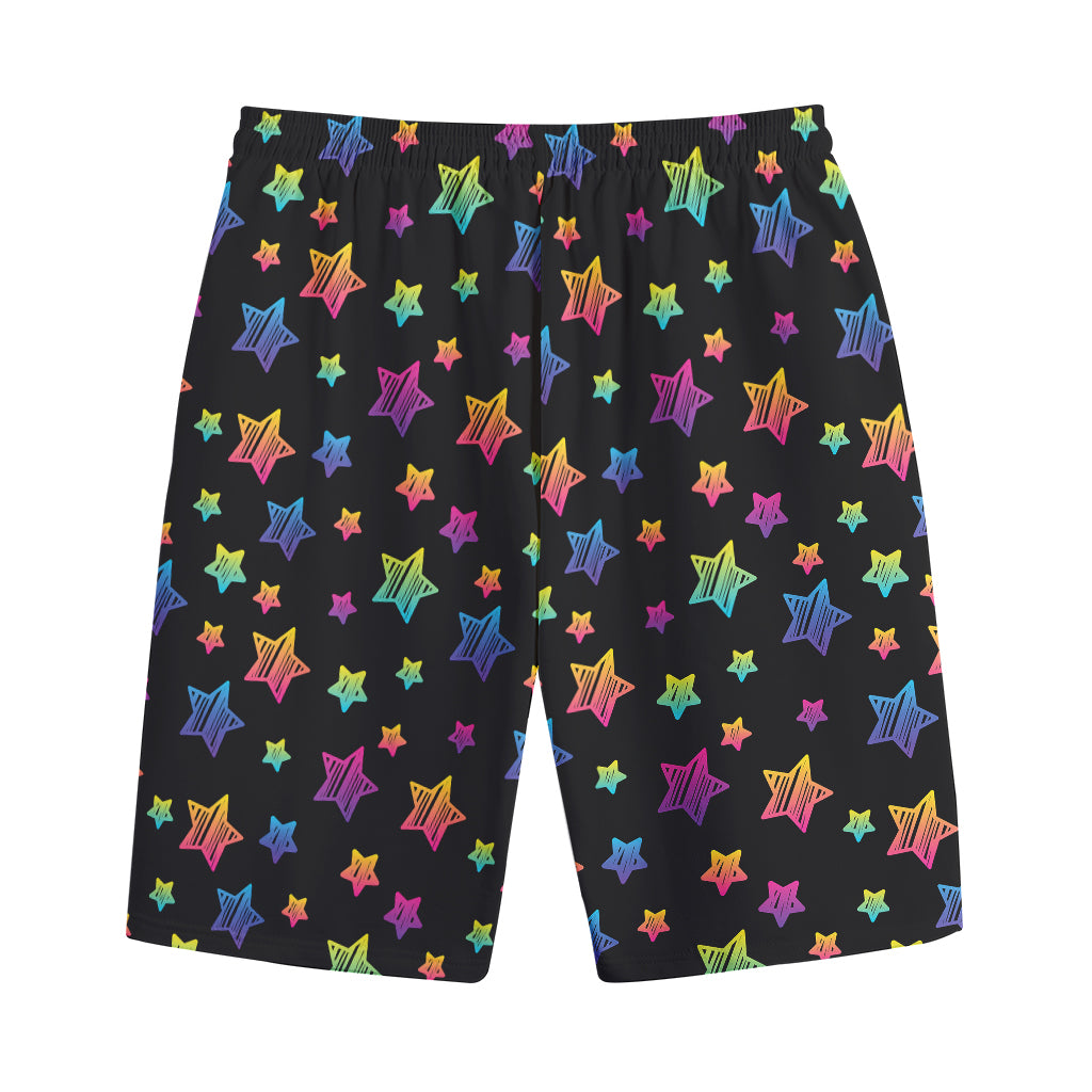 Rainbow Stars Pattern Print Cotton Shorts