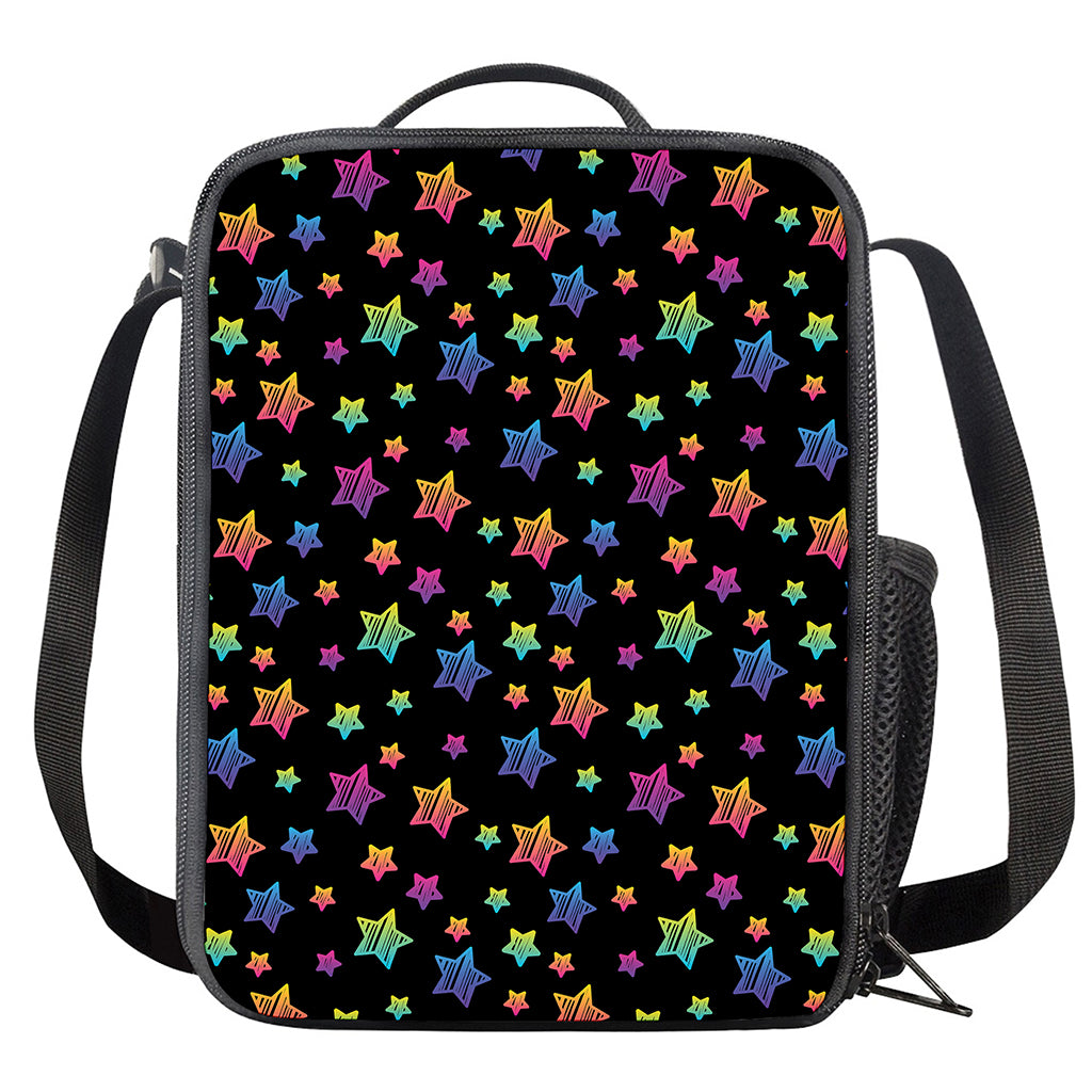 Rainbow Stars Pattern Print Crossbody Lunch Bag