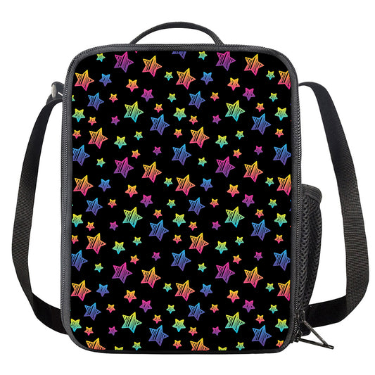 Rainbow Stars Pattern Print Crossbody Lunch Bag