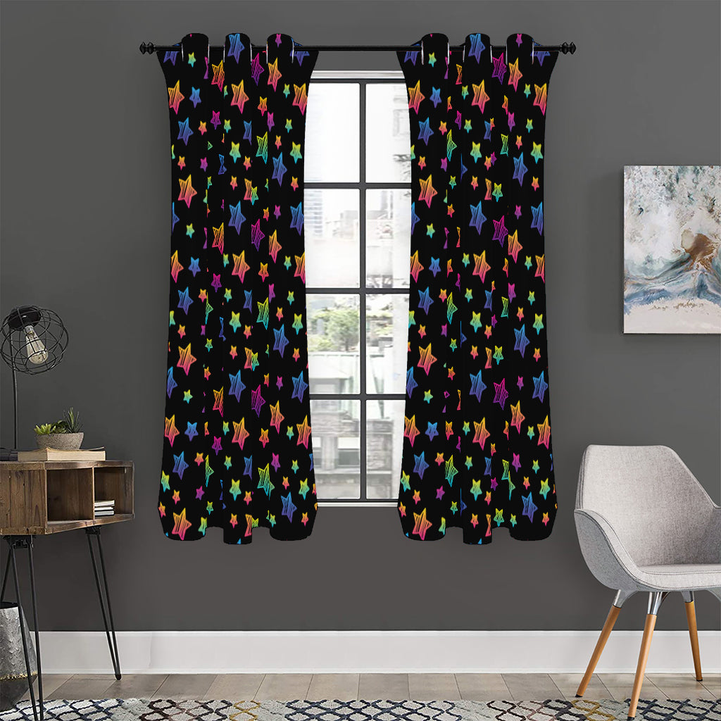 Rainbow Stars Pattern Print Curtain