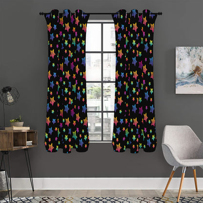 Rainbow Stars Pattern Print Curtain