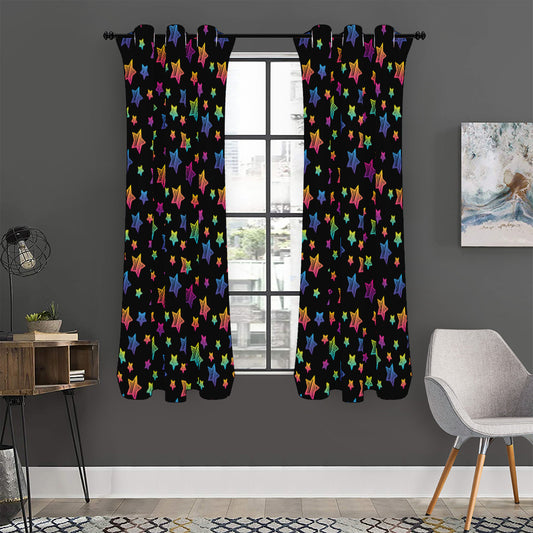 Rainbow Stars Pattern Print Curtain