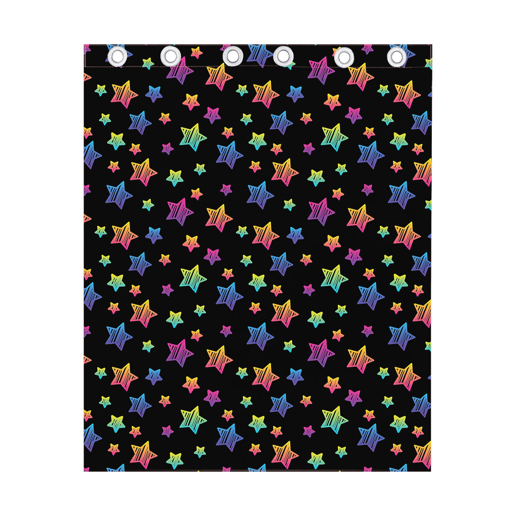 Rainbow Stars Pattern Print Curtain