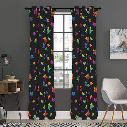 Rainbow Stars Pattern Print Curtain