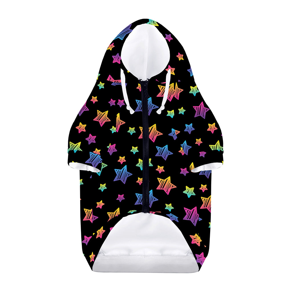 Rainbow Stars Pattern Print Dog Zip Up Hoodie