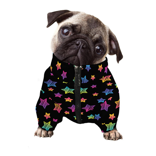 Rainbow Stars Pattern Print Dog Zip Up Jacket