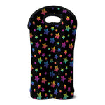 Rainbow Stars Pattern Print Double Neoprene Wine Tote