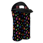 Rainbow Stars Pattern Print Double Neoprene Wine Tote