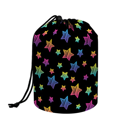 Rainbow Stars Pattern Print Drawstring Makeup Bag