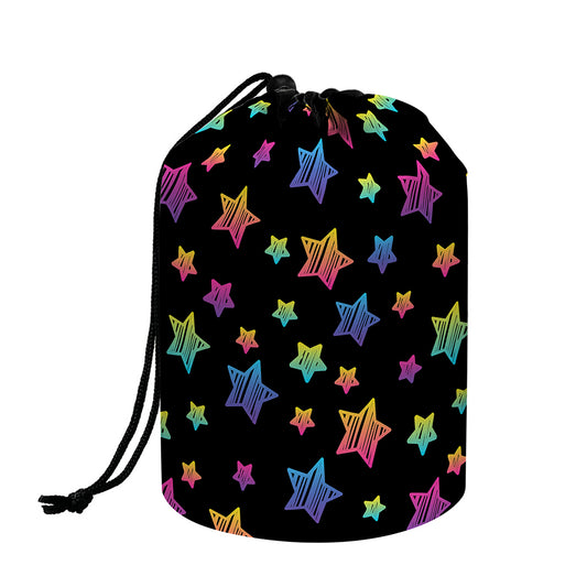 Rainbow Stars Pattern Print Drawstring Makeup Bag