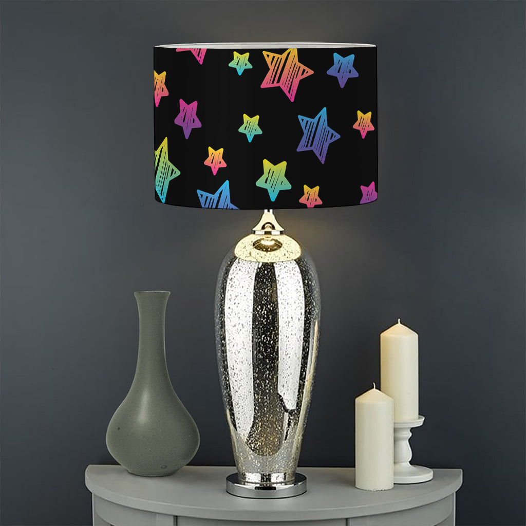 Rainbow Stars Pattern Print Drum Lamp Shade