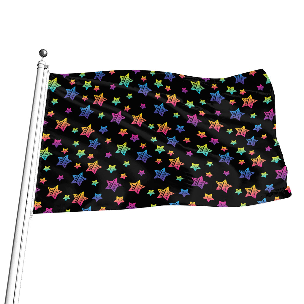 Rainbow Stars Pattern Print Flag