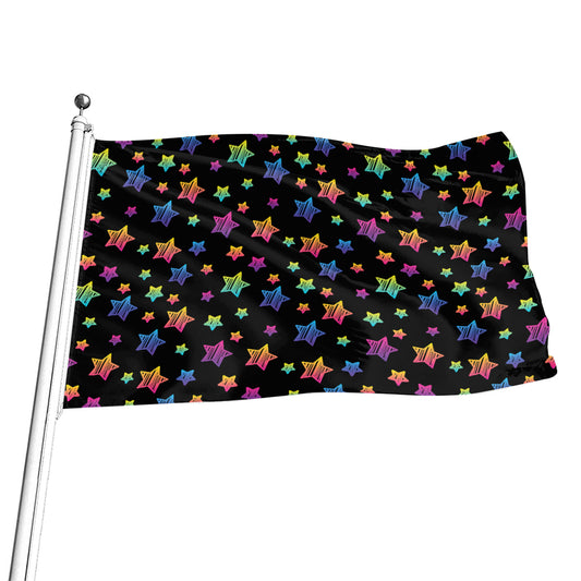 Rainbow Stars Pattern Print Flag