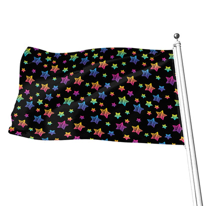 Rainbow Stars Pattern Print Flag