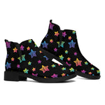 Rainbow Stars Pattern Print Flat Ankle Boots