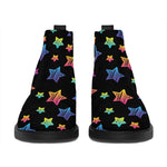 Rainbow Stars Pattern Print Flat Ankle Boots