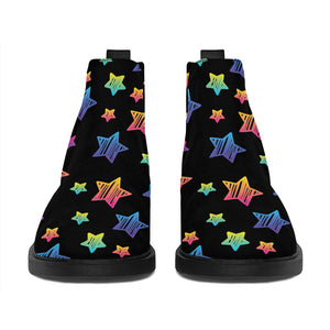 Rainbow Stars Pattern Print Flat Ankle Boots