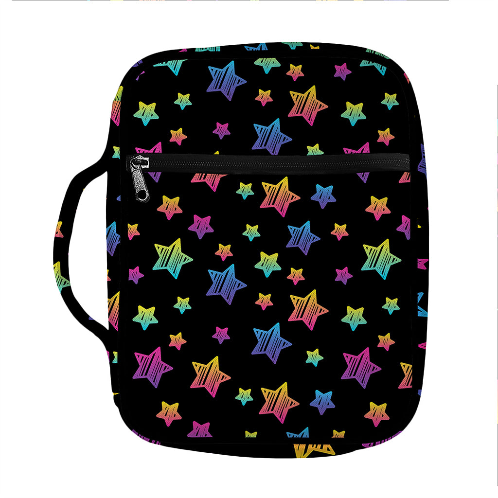 Rainbow Stars Pattern Print Front Pocket Bible Bag
