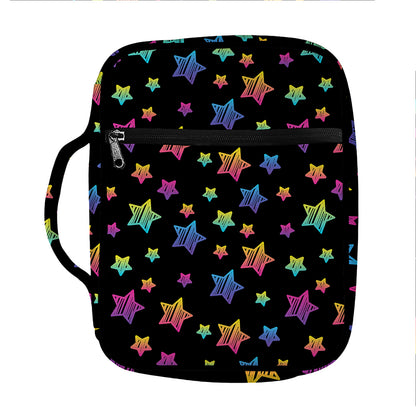 Rainbow Stars Pattern Print Front Pocket Bible Bag