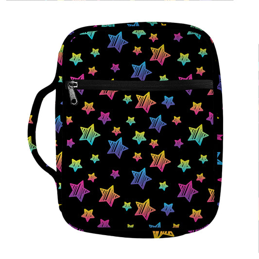 Rainbow Stars Pattern Print Front Pocket Bible Bag