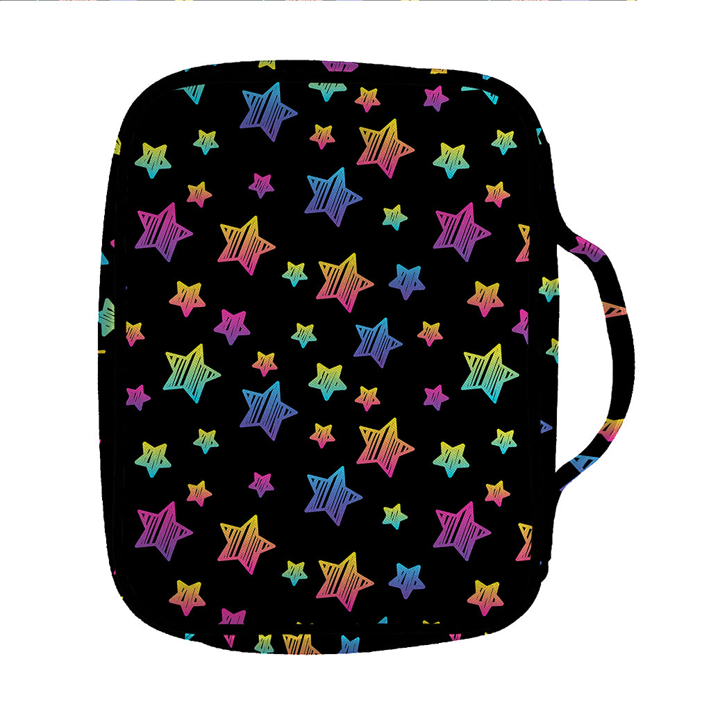 Rainbow Stars Pattern Print Front Pocket Bible Bag