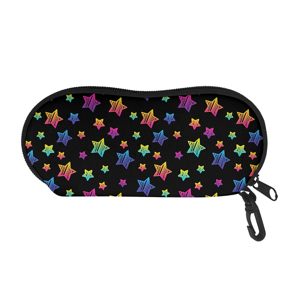 Rainbow Stars Pattern Print Glasses Case