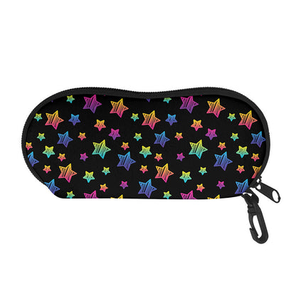 Rainbow Stars Pattern Print Glasses Case