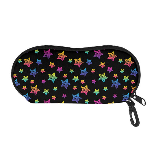 Rainbow Stars Pattern Print Glasses Case