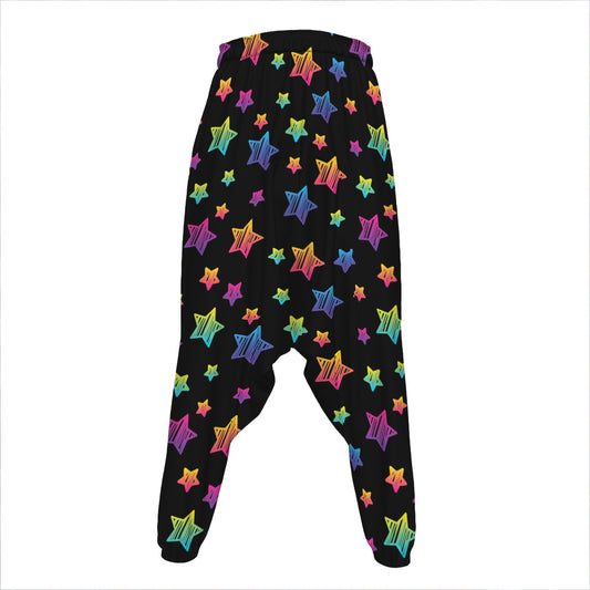 Rainbow Stars Pattern Print Hammer Pants