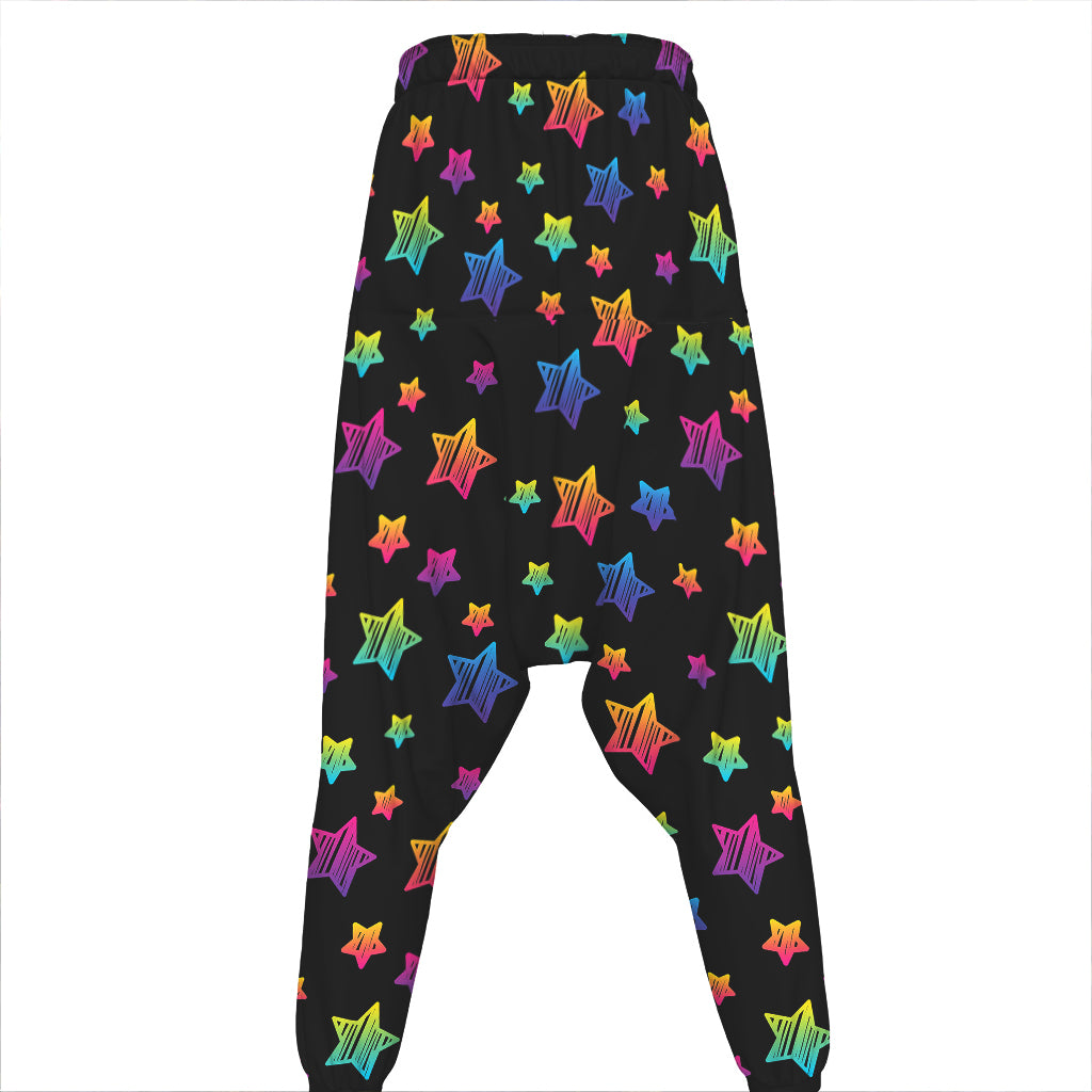 Rainbow Stars Pattern Print Hammer Pants