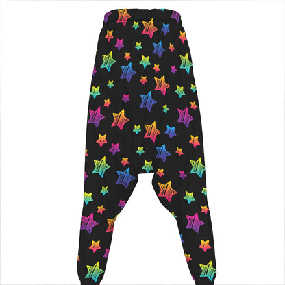 Rainbow Stars Pattern Print Hammer Pants