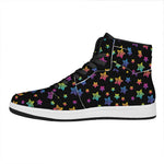 Rainbow Stars Pattern Print High Top Leather Sneakers
