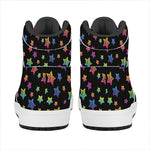 Rainbow Stars Pattern Print High Top Leather Sneakers