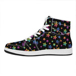Rainbow Stars Pattern Print High Top Leather Sneakers