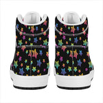 Rainbow Stars Pattern Print High Top Leather Sneakers
