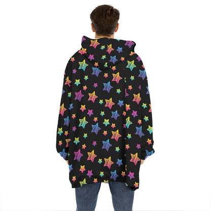 Rainbow Stars Pattern Print Hoodie Blanket