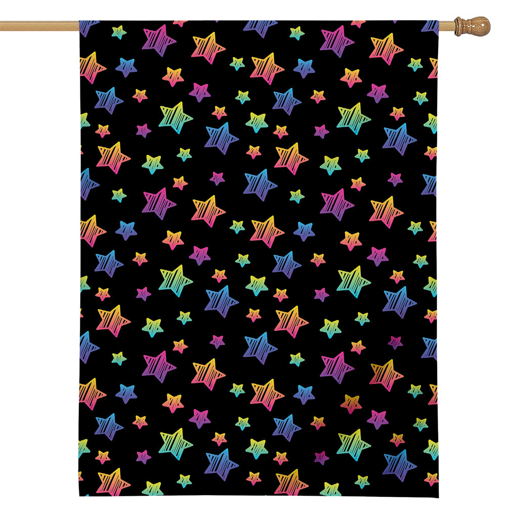 Rainbow Stars Pattern Print House Flag