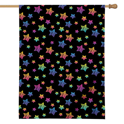 Rainbow Stars Pattern Print House Flag