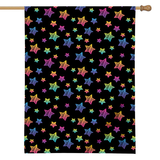 Rainbow Stars Pattern Print House Flag
