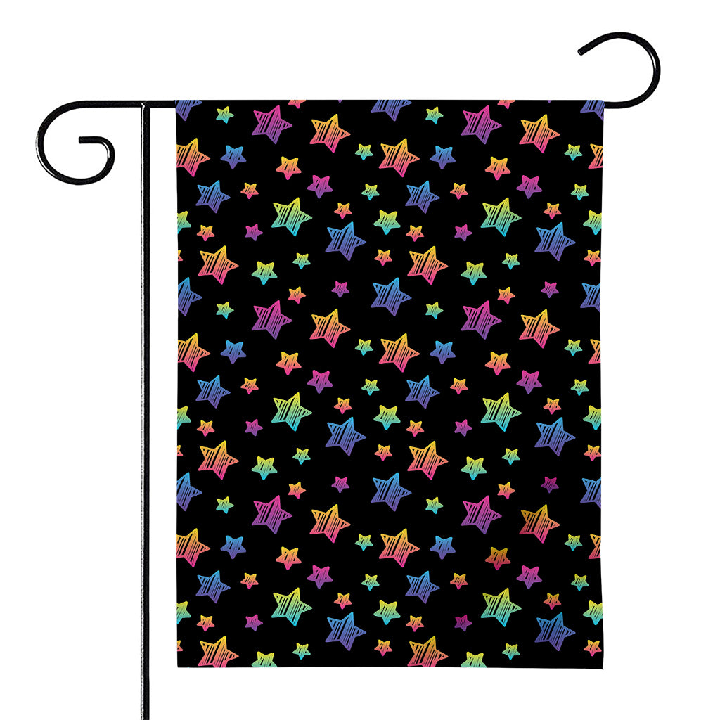 Rainbow Stars Pattern Print House Flag