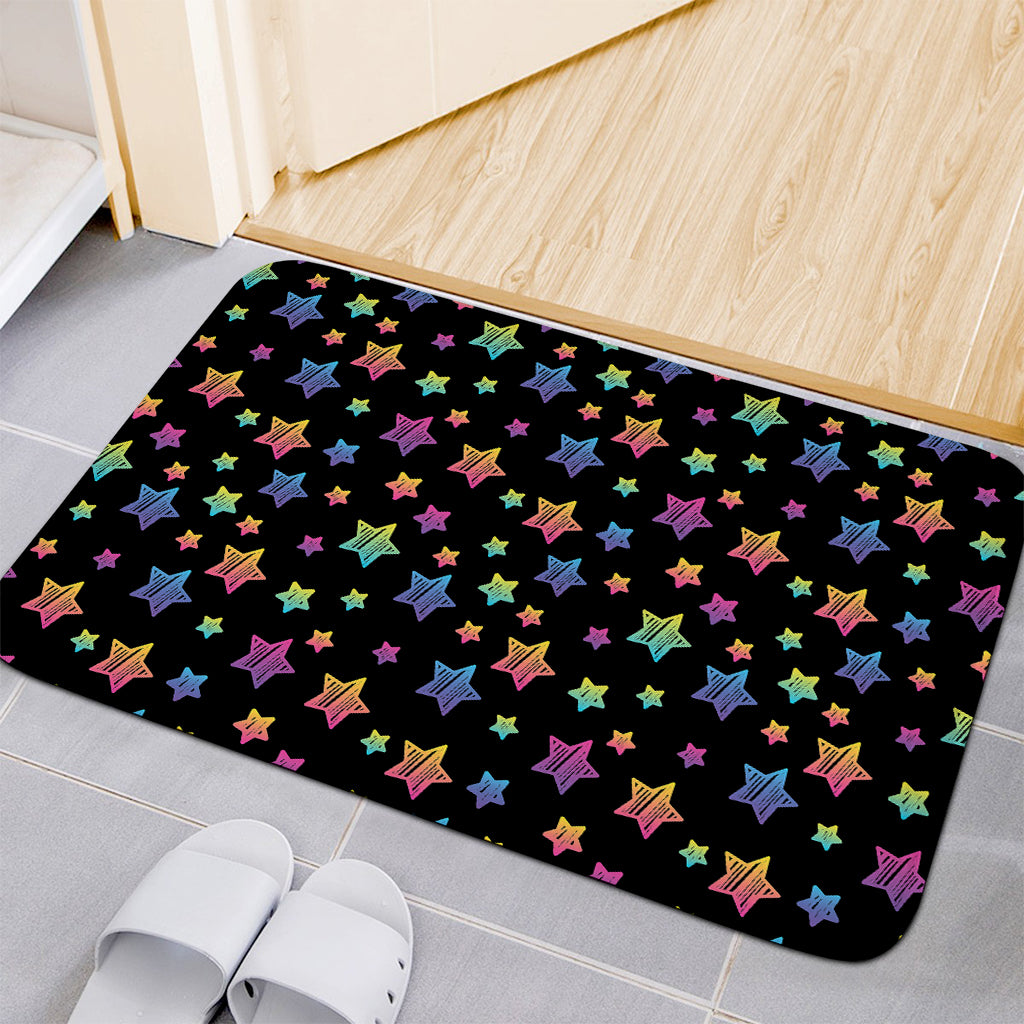 Rainbow Stars Pattern Print Indoor Door Mat