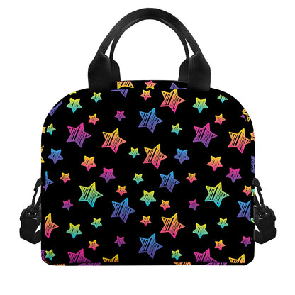 Rainbow Stars Pattern Print Insulated Lunch Bag