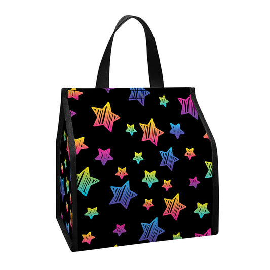 Rainbow Stars Pattern Print Insulated Lunch Tote