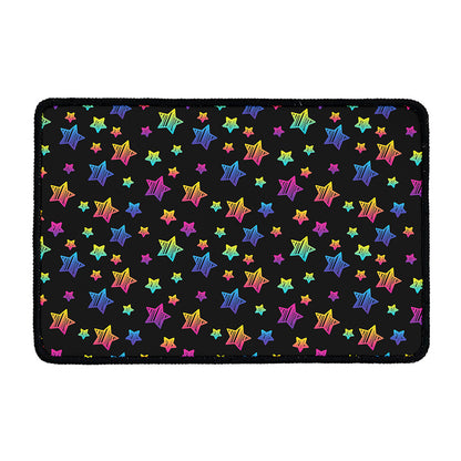 Rainbow Stars Pattern Print Kitchen Mat