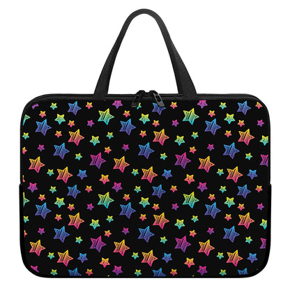 Rainbow Stars Pattern Print Laptop Sleeve With Handle