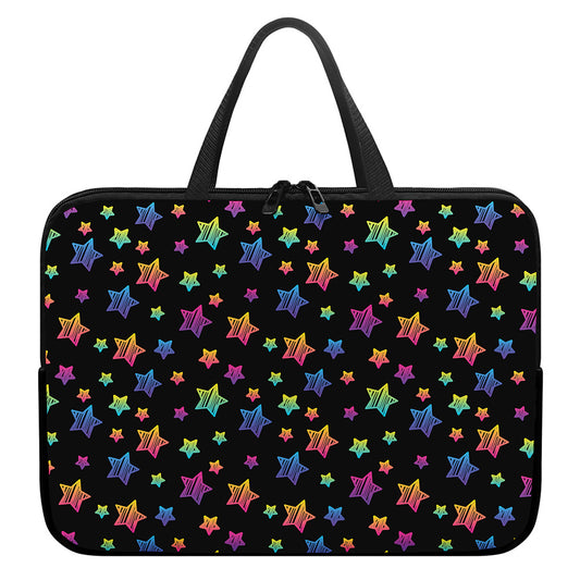 Rainbow Stars Pattern Print Laptop Sleeve With Handle
